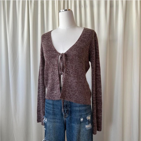 Vintage Y2K Hennes Collection Metallic tie-front cardigan wool blend size XL. - Picture 2 of 8